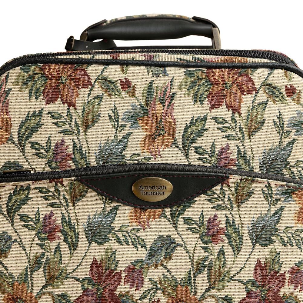 Vintage American Tourister Floral Tapestry Rolling Suitcase w/Original Lock &Key - Picture 3 of 12